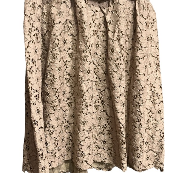 Beige Strapless Dress with Floral Lace Skirt - Picture 5 of 9